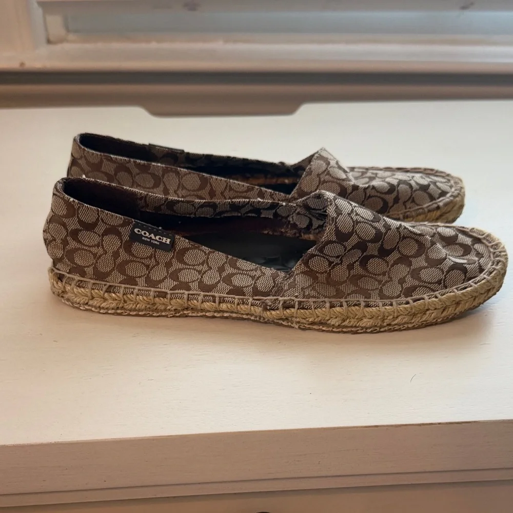 Coach Signature Canvas Espadrille Flats in Brown
